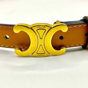 Celine Tan and Gold Leather Belt